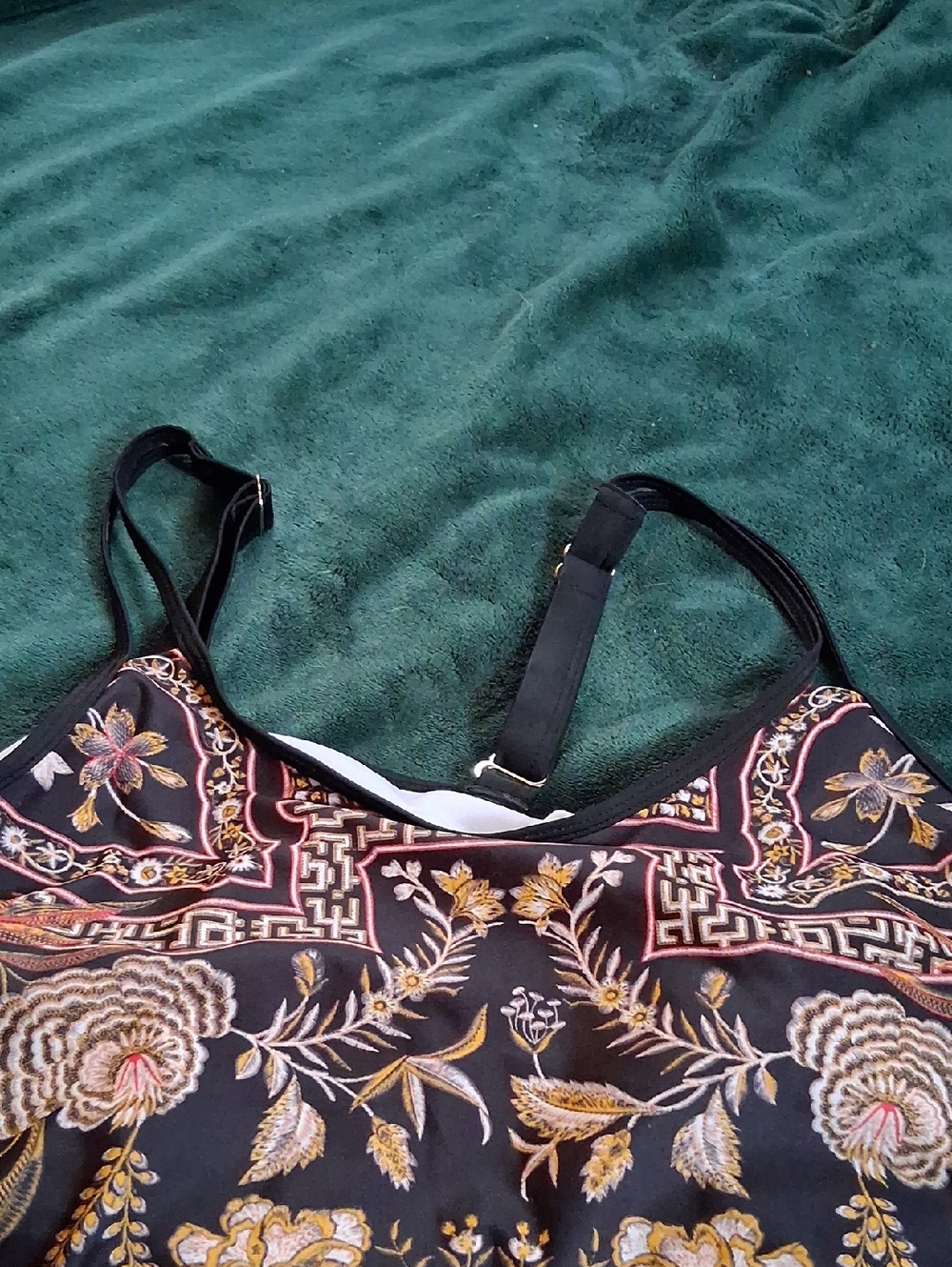 Maxine Floral Printed Black Tankini Top and Black Swim Bottoms - Picture 3 of 5